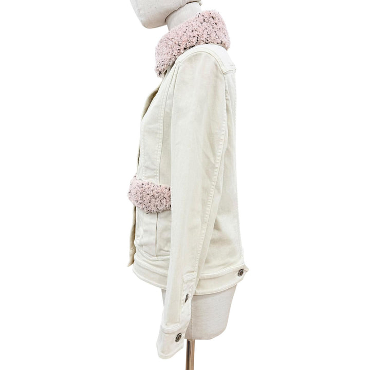 Pristine CHANEL Denim Jacket Ivory cotton Women 34 16B P54559