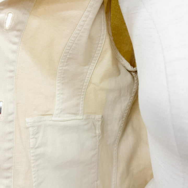 Pristine CHANEL Denim Jacket Ivory cotton Women 34 16B P54559