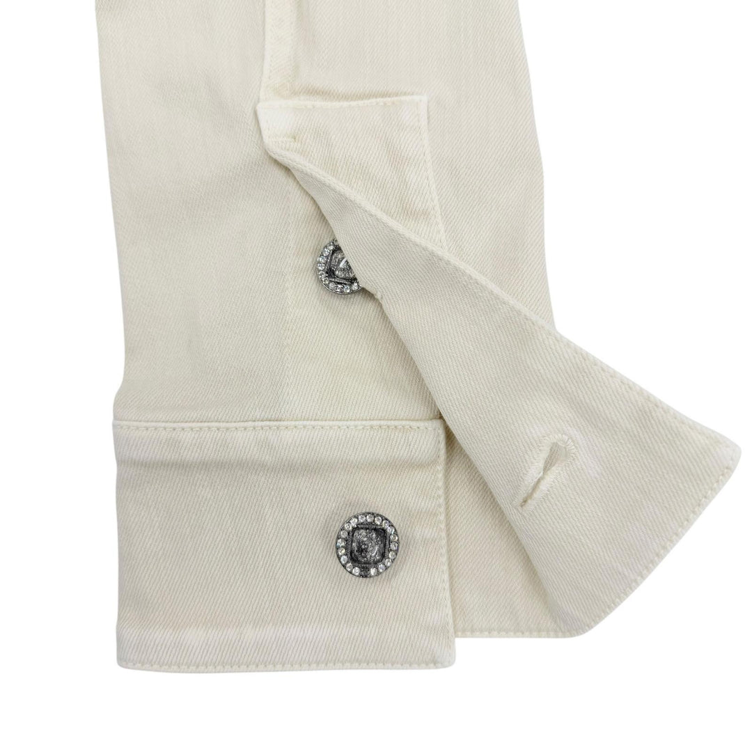 Pristine CHANEL Denim Jacket Ivory cotton Women 34 16B P54559