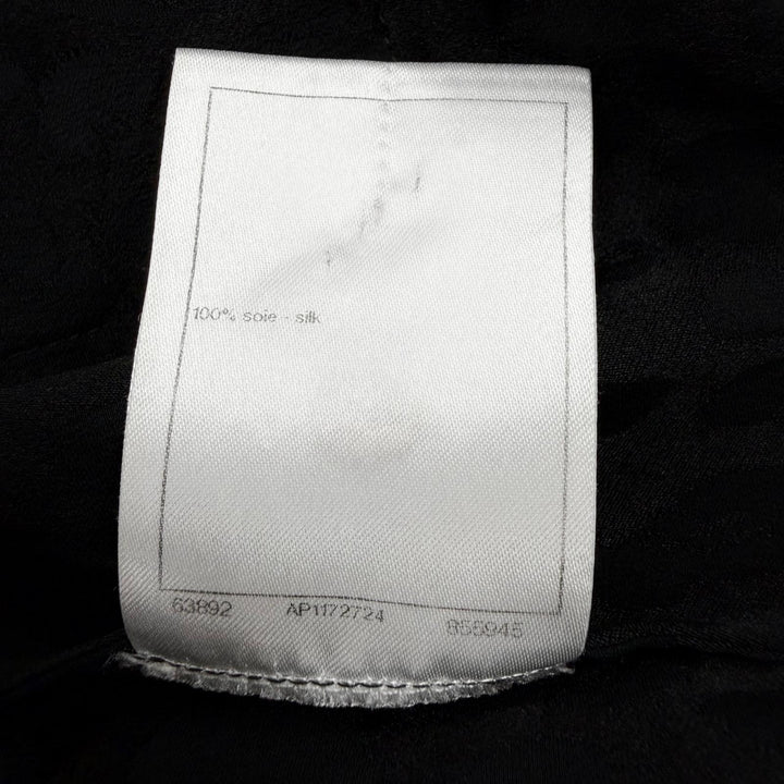 Great CHANEL blouse COCO MarkPattern black silk Women 40 P75261