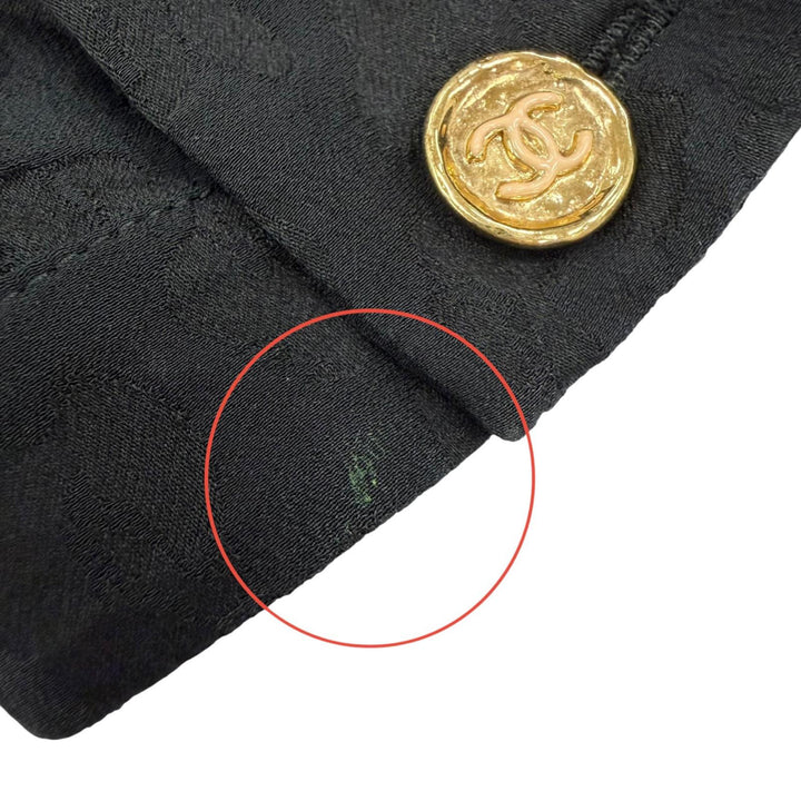 Great CHANEL blouse COCO MarkPattern black silk Women 40 P75261