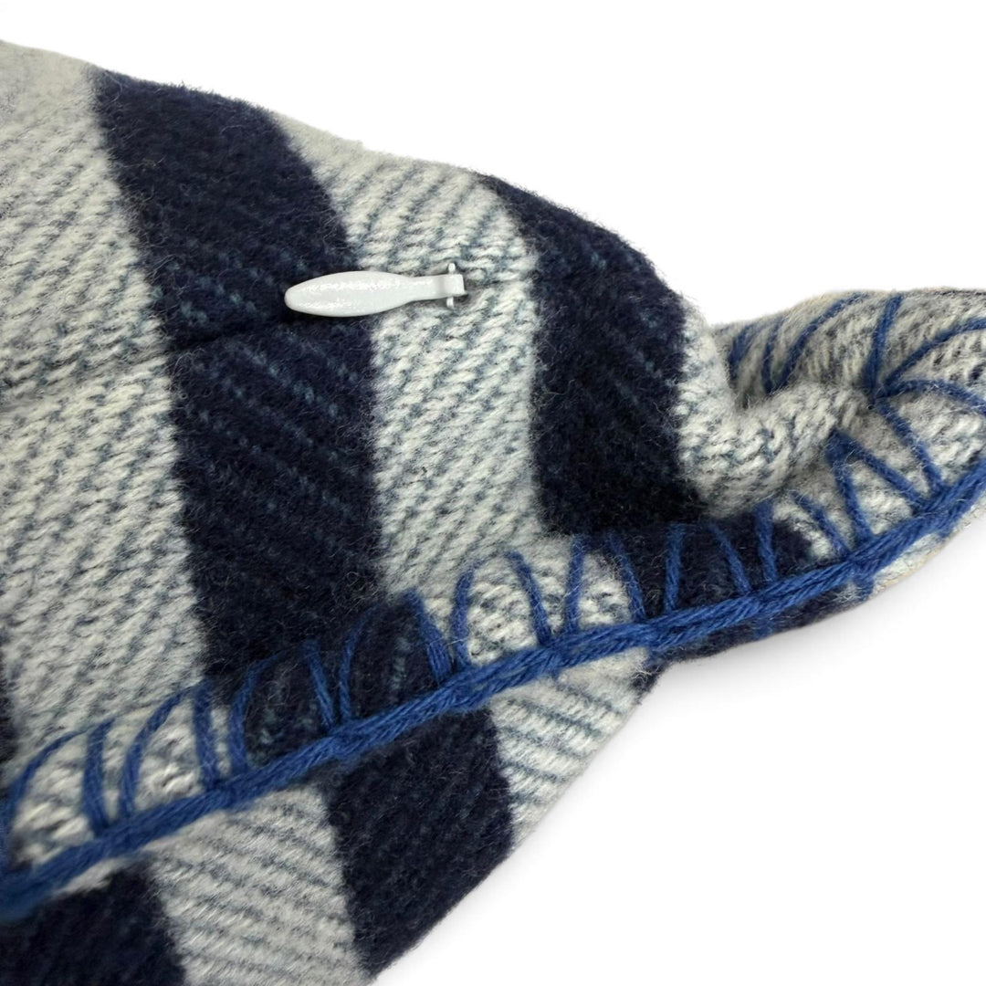 Excellent HERMES Itak 100% Merino Wool Jacquard Cushion Marin wool mens