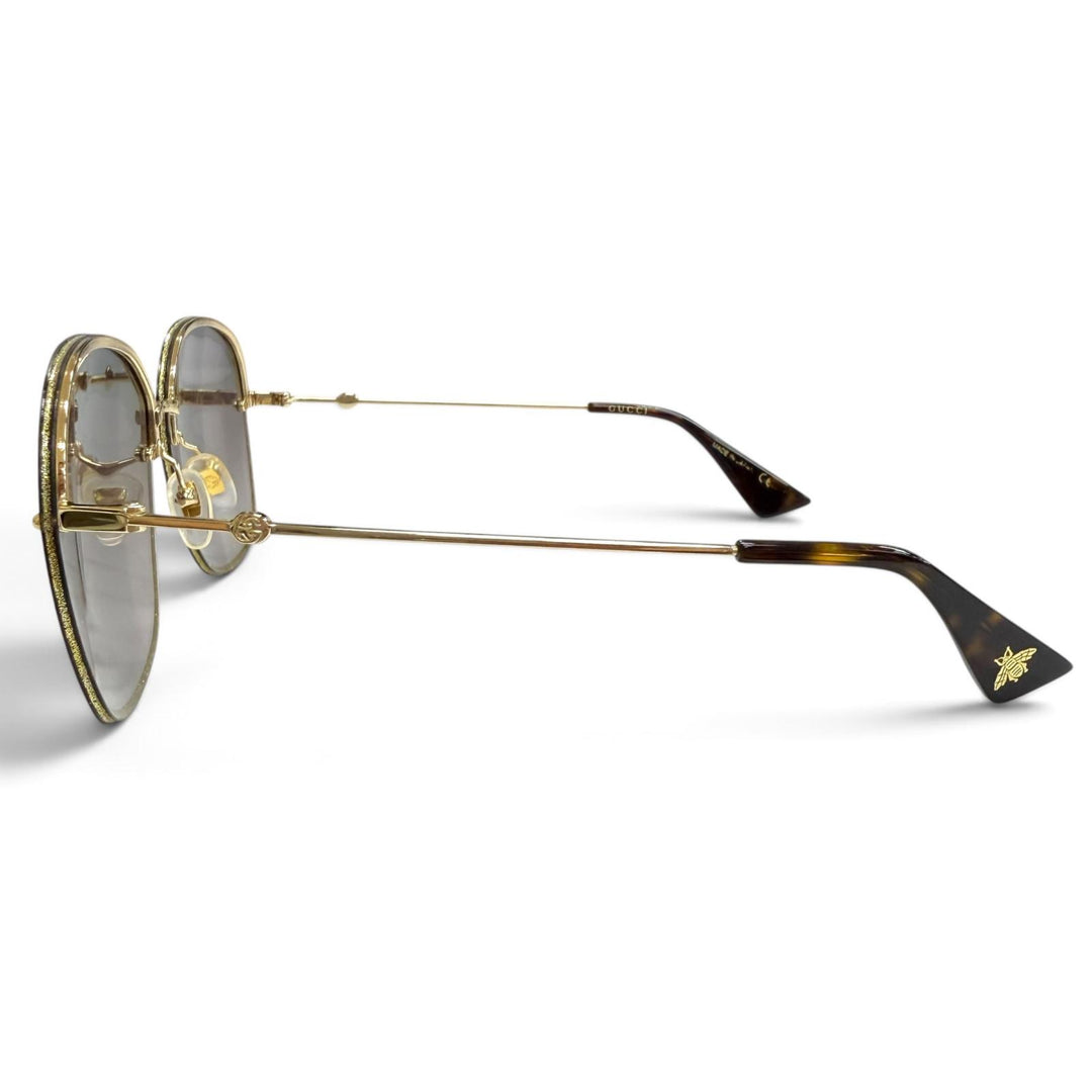 Discounted Great GUCCI sunglasses Interlocking G Glitter Square gold Women GG0228S