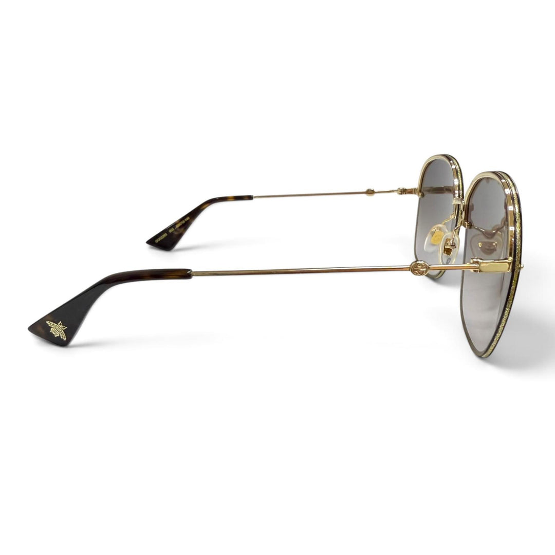 Discounted Great GUCCI sunglasses Interlocking G Glitter Square gold Women GG0228S
