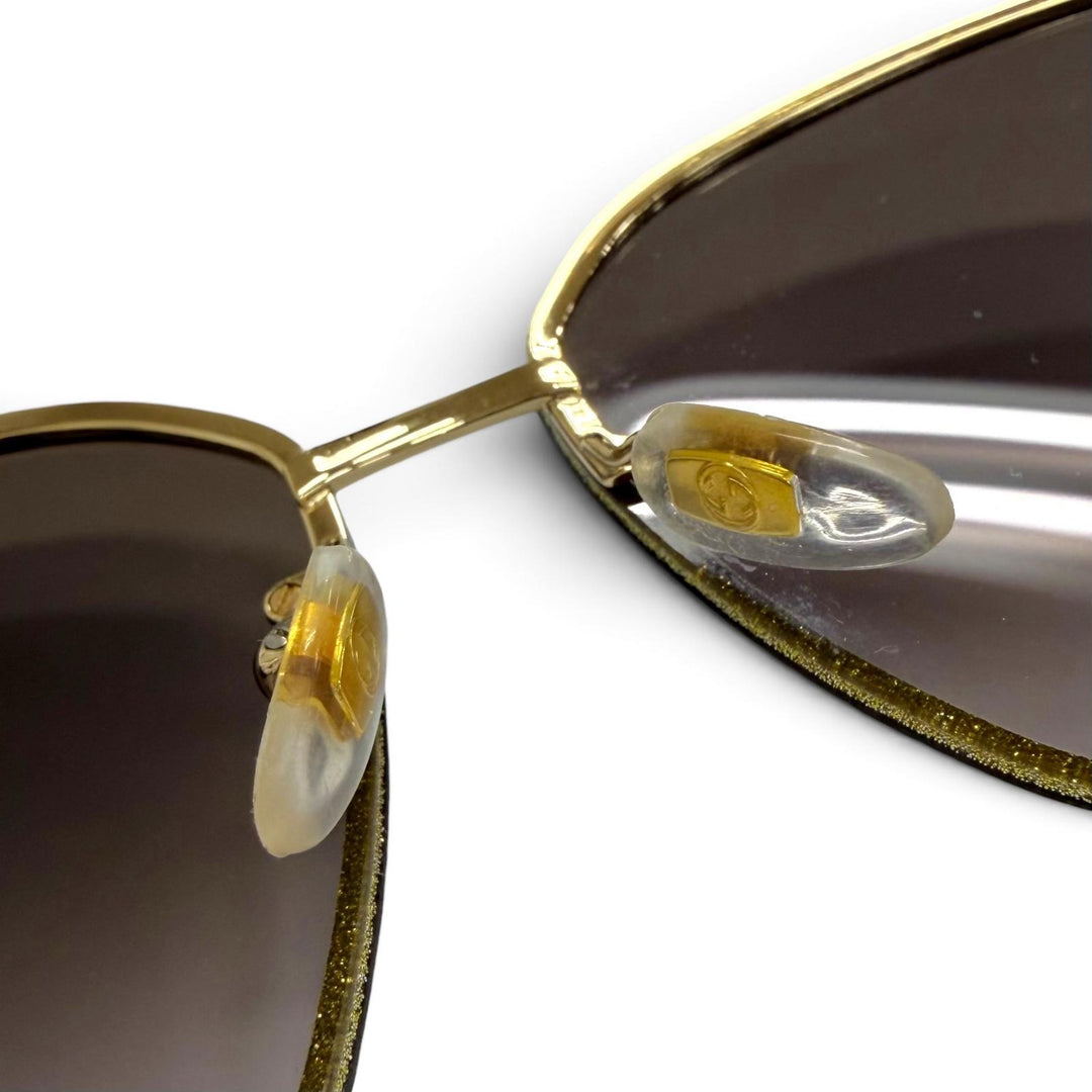 Discounted Great GUCCI sunglasses Interlocking G Glitter Square gold Women GG0228S
