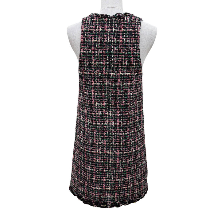 Excellent CHANEL one piece Tweed sleeveless top with silk logo ribbon 34 P60788