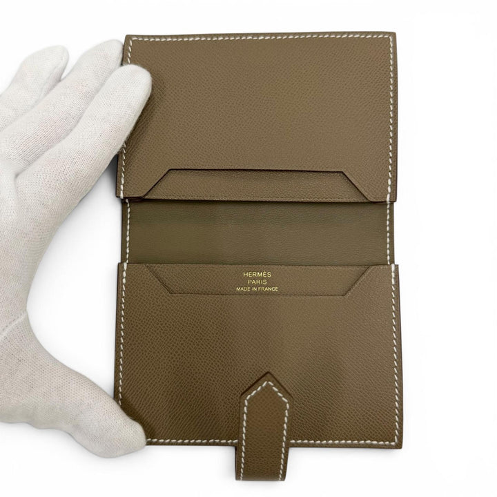 Excellent HERMES Card Case Bearn Mini Card Case Vaugham Leather Women