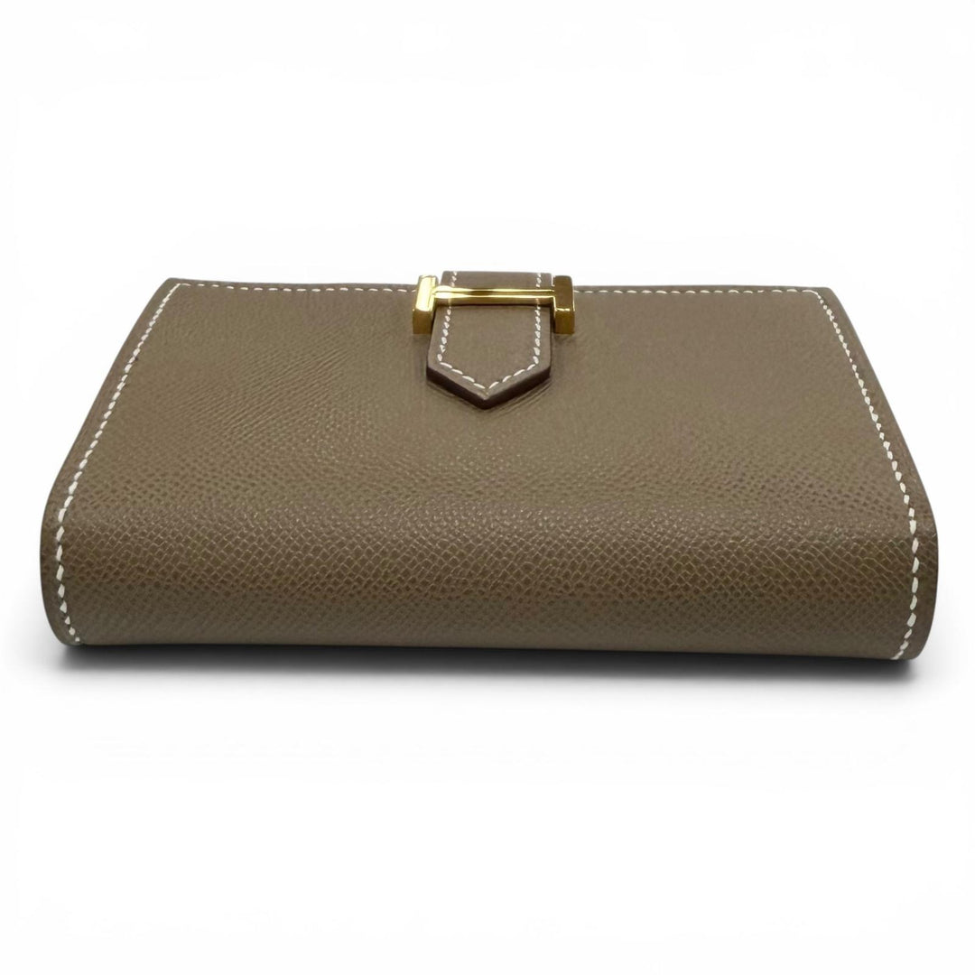 Excellent HERMES Card Case Bearn Mini Card Case Vaugham Leather Women