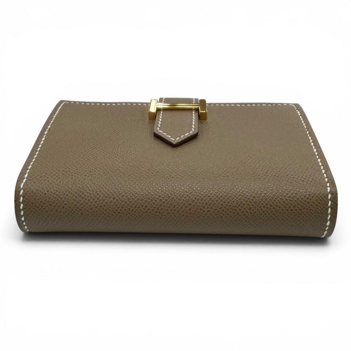 Excellent HERMES Card Case Bearn Mini Card Case Vaugham Leather Women