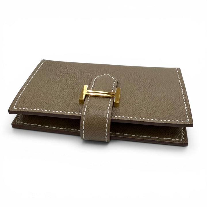 Excellent HERMES Card Case Bearn Mini Card Case Vaugham Leather Women