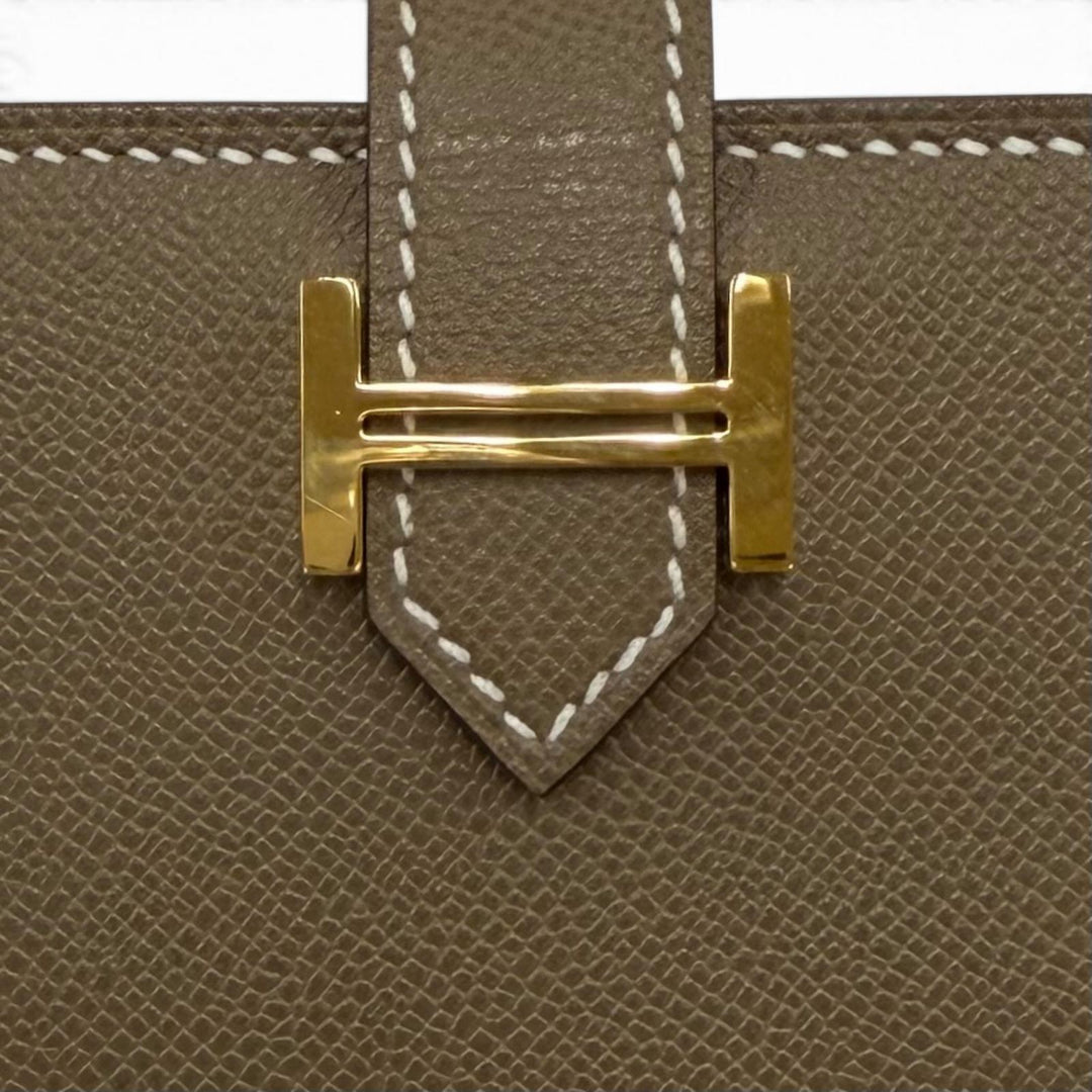 Excellent HERMES Card Case Bearn Mini Card Case Vaugham Leather Women