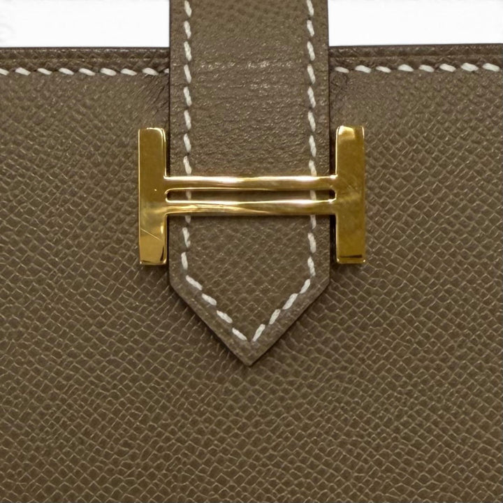 Excellent HERMES Card Case Bearn Mini Card Case Vaugham Leather Women
