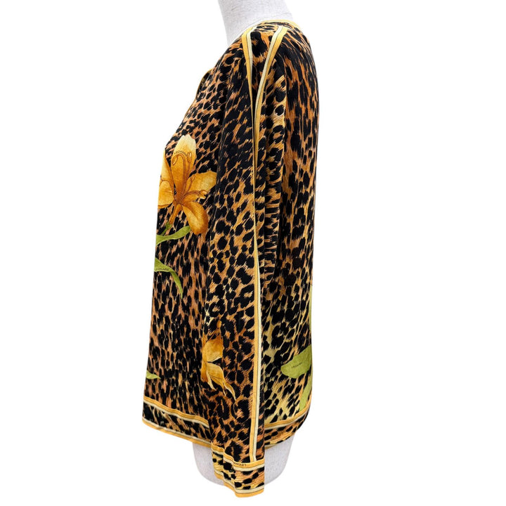 Excellent LEONARD FASHION cardigan Leopard print and floral pattern L