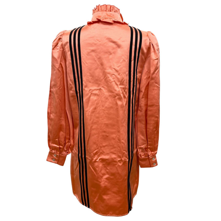 Great GUCCI×adidas one piece ruffle long-sleeved shirt Orange silk 38 723272