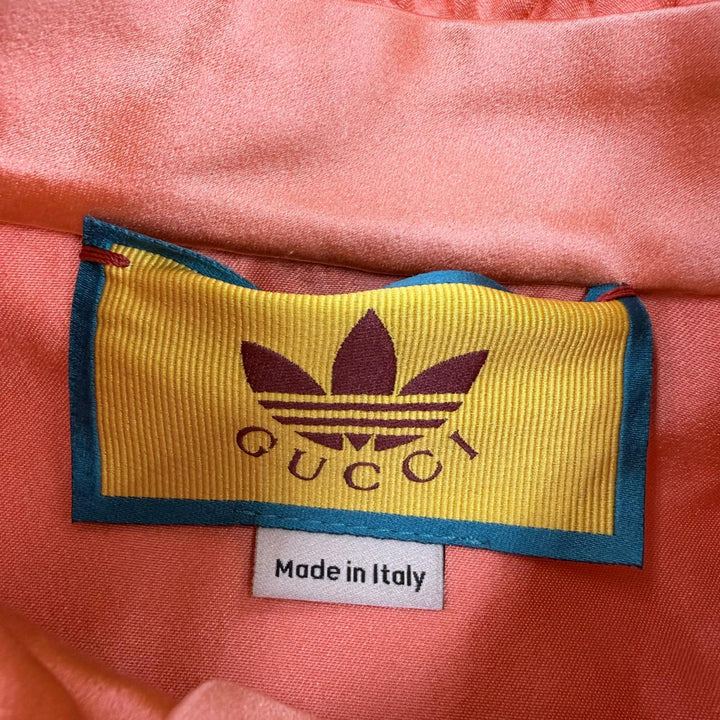 Great GUCCI×adidas one piece ruffle long-sleeved shirt Orange silk 38 723272