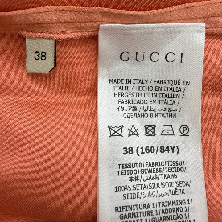 Great GUCCI×adidas one piece ruffle long-sleeved shirt Orange silk 38 723272