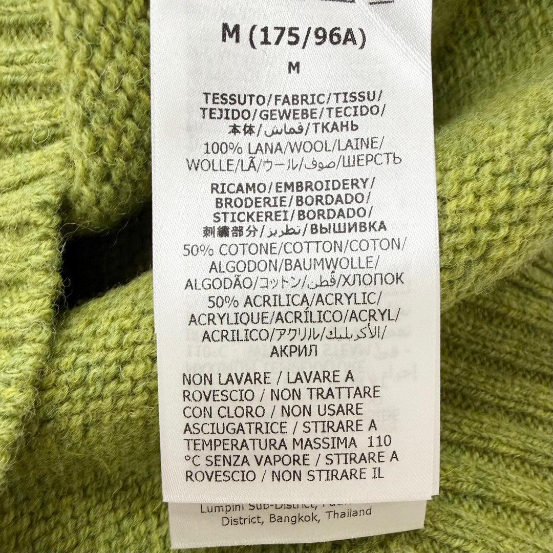 Pristine GUCCI sweater Crew neck, back logo embroidery green wool mens M 763365