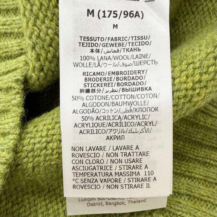 Pristine GUCCI sweater Crew neck, back logo embroidery green wool mens M 763365