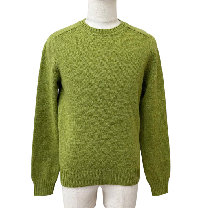 Pristine GUCCI sweater Crew neck, back logo embroidery green wool mens M 763365