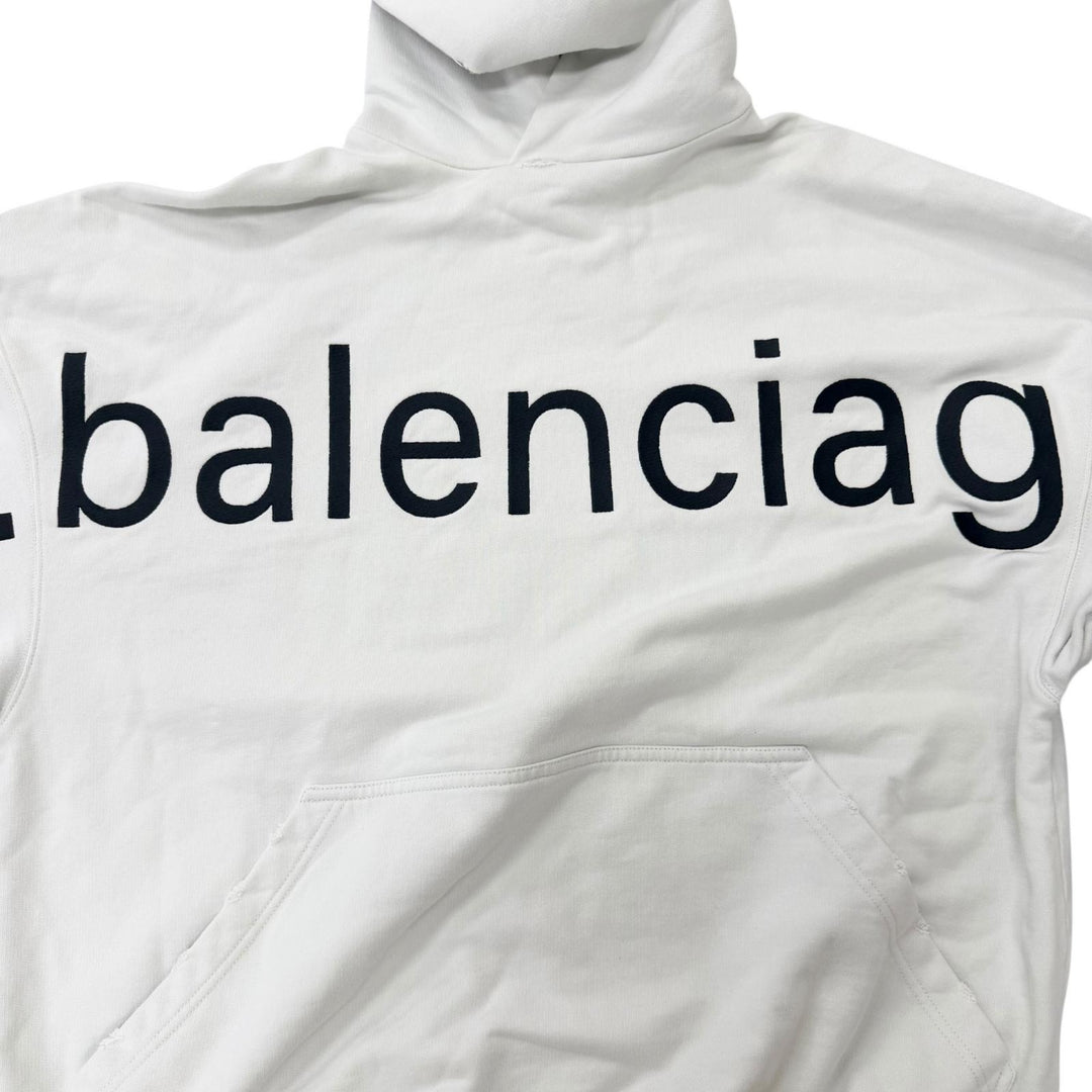Excellent BALENCIAGA hoodie LARGE FIT HOODIE distressed sweatshirt off white