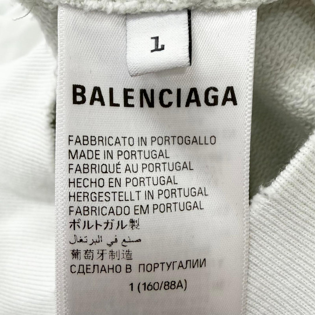 Excellent BALENCIAGA hoodie LARGE FIT HOODIE distressed sweatshirt off white