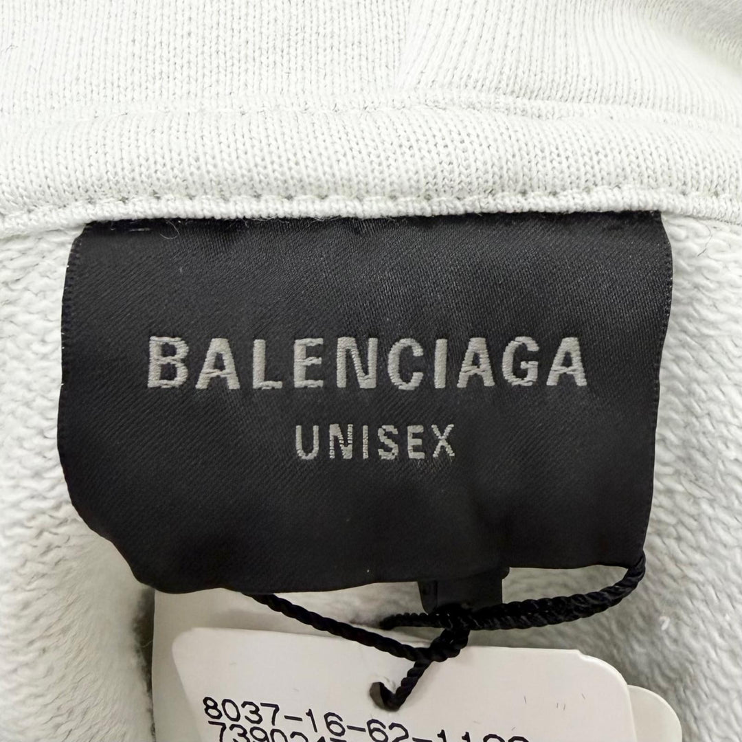 Excellent BALENCIAGA hoodie LARGE FIT HOODIE distressed sweatshirt off white