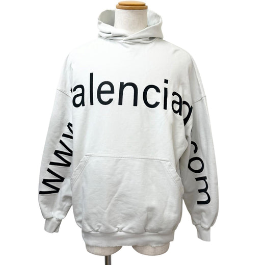 Excellent BALENCIAGA hoodie LARGE FIT HOODIE distressed sweatshirt off white