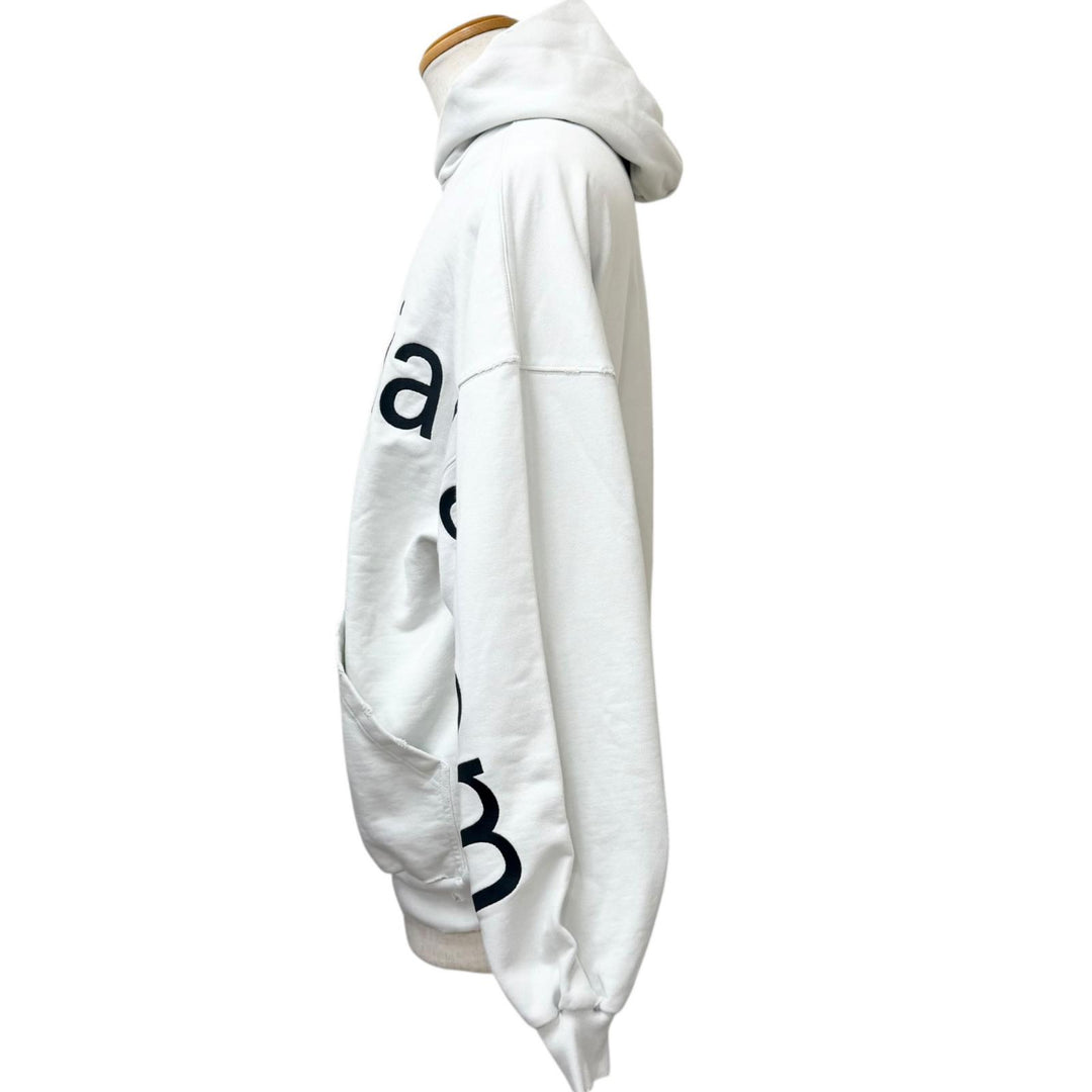 Excellent BALENCIAGA hoodie LARGE FIT HOODIE distressed sweatshirt off white