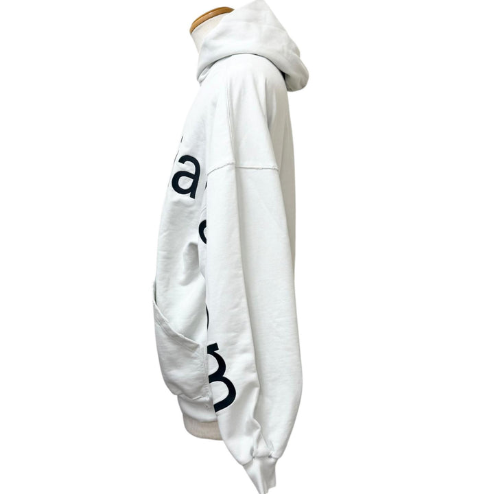 Excellent BALENCIAGA hoodie LARGE FIT HOODIE distressed sweatshirt off white