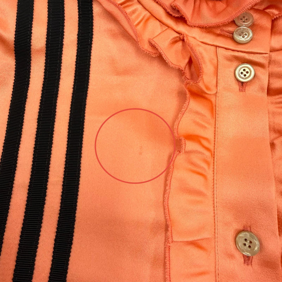 Pristine GUCCI×adidas one piece Frill 3-line long-sleeved shirt Orange silk 42