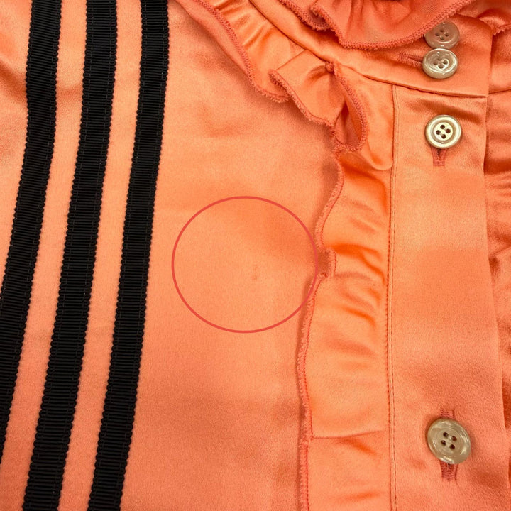 Pristine GUCCI×adidas one piece Frill 3-line long-sleeved shirt Orange silk 42