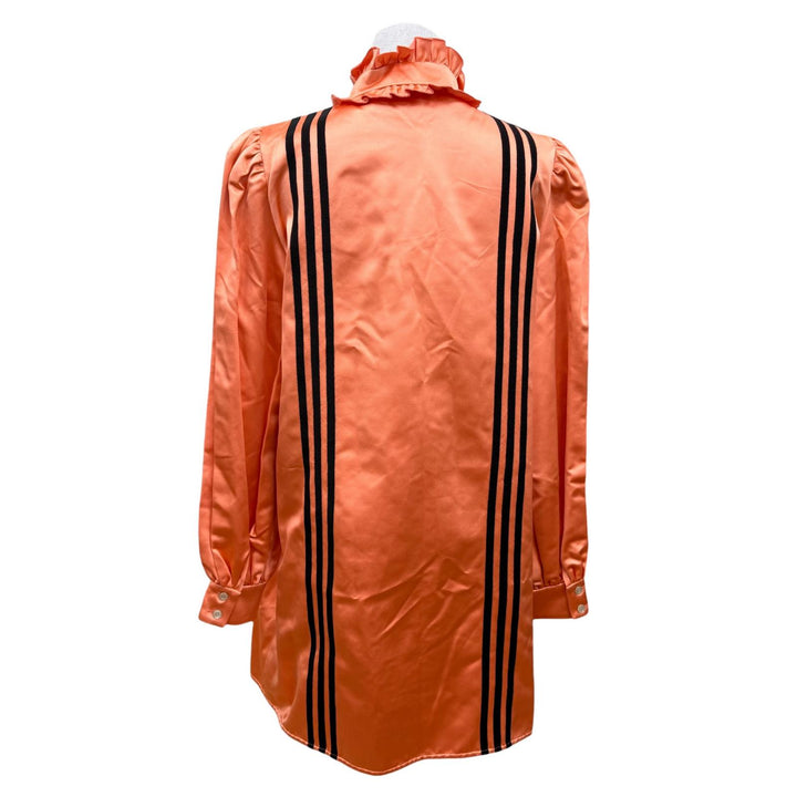 Pristine GUCCI×adidas one piece Frill 3-line long-sleeved shirt Orange silk 42