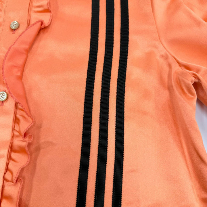 Pristine GUCCI×adidas one piece Frill 3-line long-sleeved shirt Orange silk 42