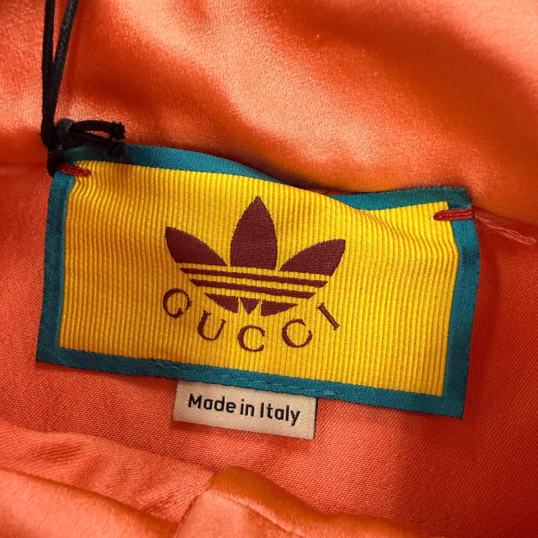 Pristine GUCCI×adidas one piece Frill 3-line long-sleeved shirt Orange silk 42
