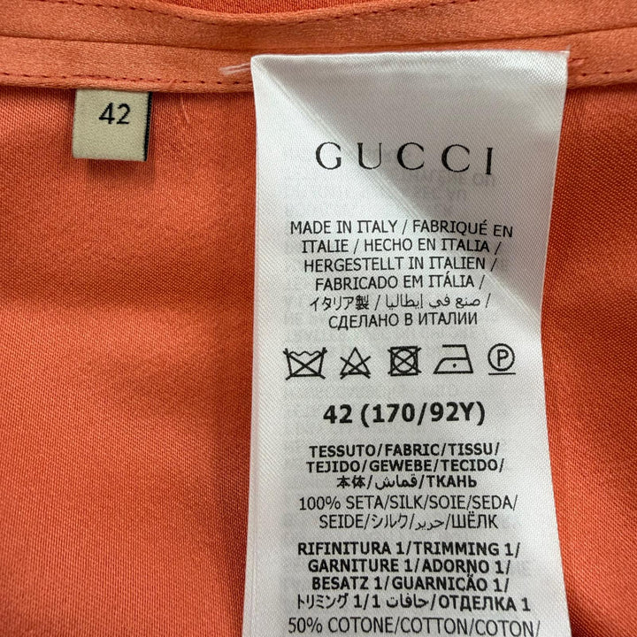 Pristine GUCCI×adidas one piece Frill 3-line long-sleeved shirt Orange silk 42