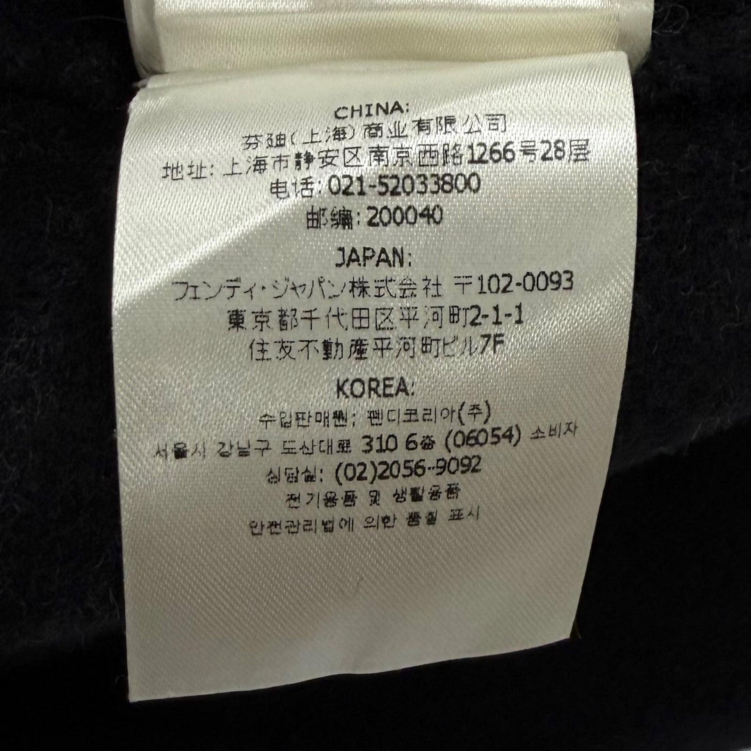Excellent FENDI poncho DOUBLE WOOL CAPE Zucca Pattern Lining black wool Women 36