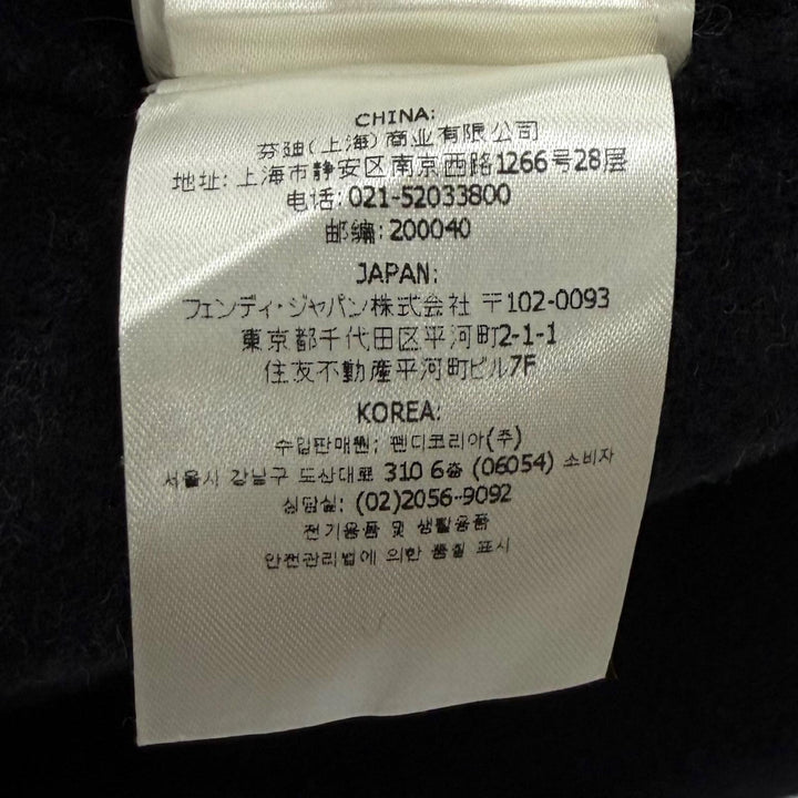 Excellent FENDI poncho DOUBLE WOOL CAPE Zucca Pattern Lining black wool Women 36