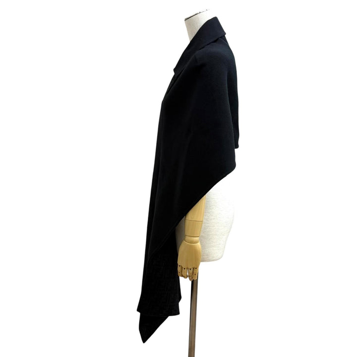 Excellent FENDI poncho DOUBLE WOOL CAPE Zucca Pattern Lining black wool Women 36
