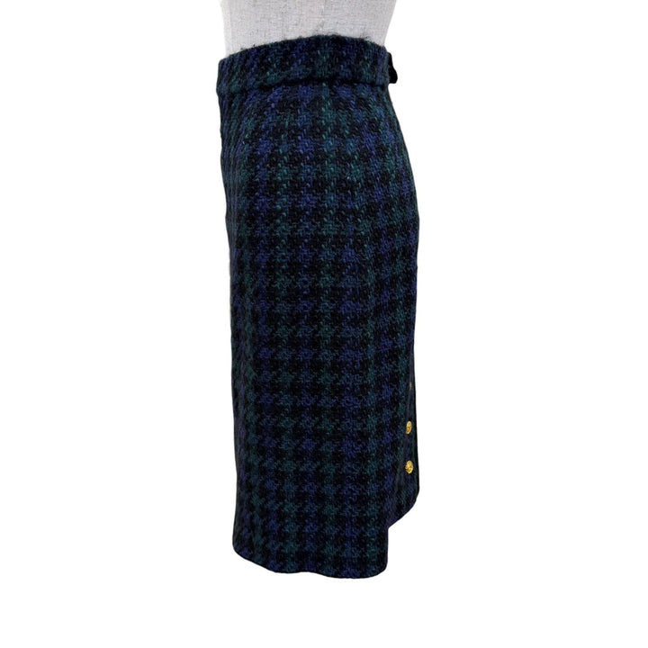 Excellent CHANEL skirt COCO Mark Gold Button Tweed Docking Skirt 36 20831