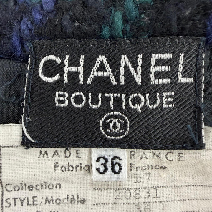 Excellent CHANEL skirt COCO Mark Gold Button Tweed Docking Skirt 36 20831