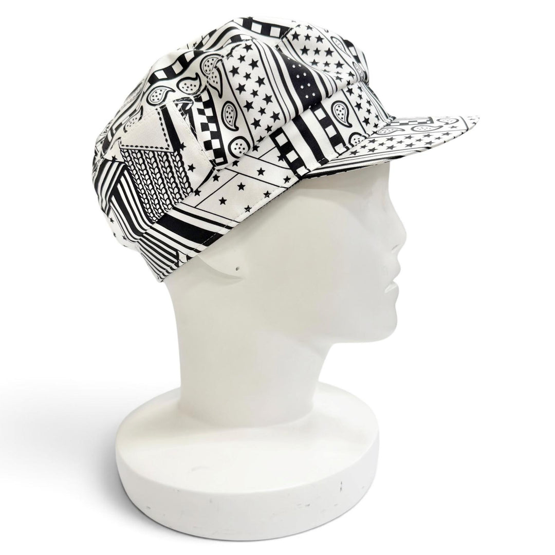 Pristine HERMES Casquette Casquette Deauville Zigzag white silk Women 57