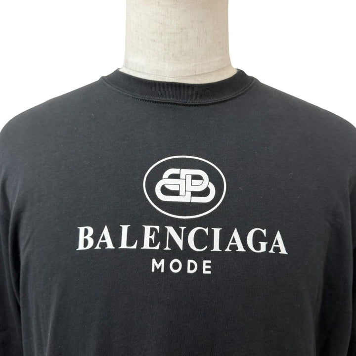 Excellent BALENCIAGA Short sleeve T-shirt BB logo print short sleeve black