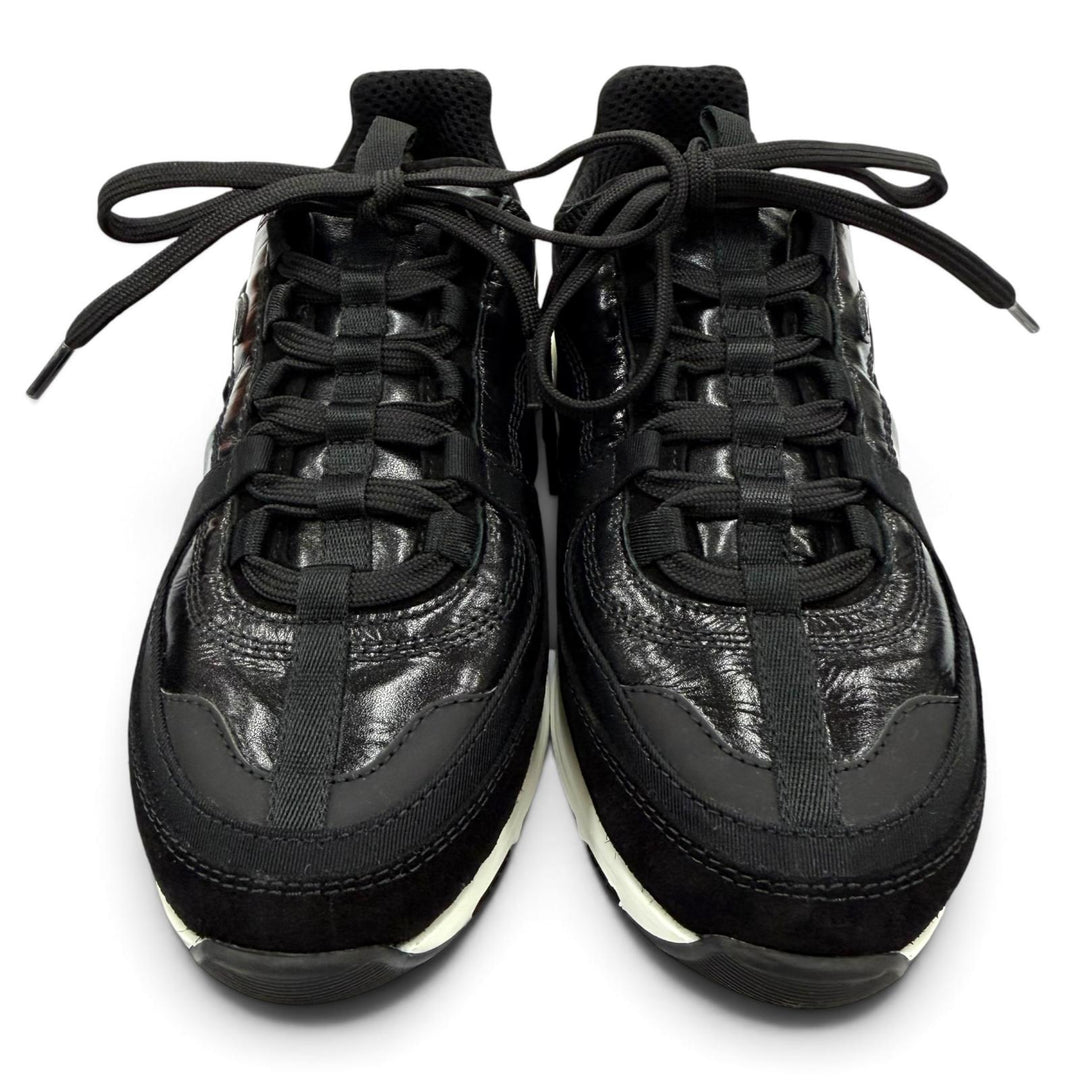 Great CHANEL Low cut sneakers COCO Mark Lace-up Leather black Women 36 G46609