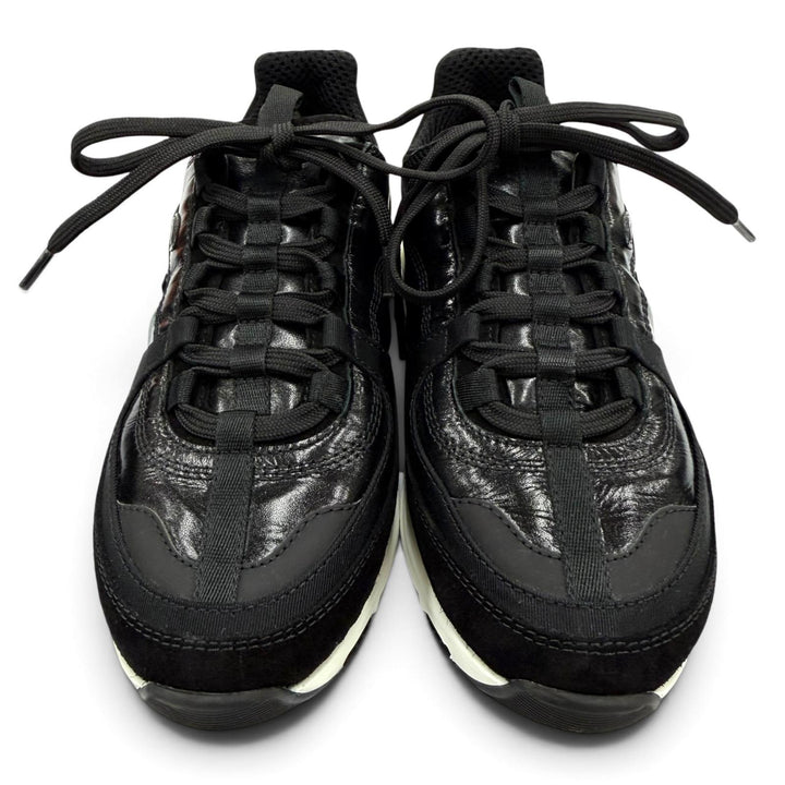 Great CHANEL Low cut sneakers COCO Mark Lace-up Leather black Women 36 G46609