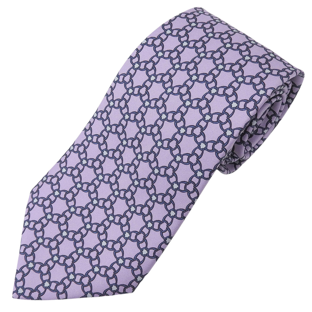 Pristine HERMES tie Overall handle Iris silk mens 5339 TA