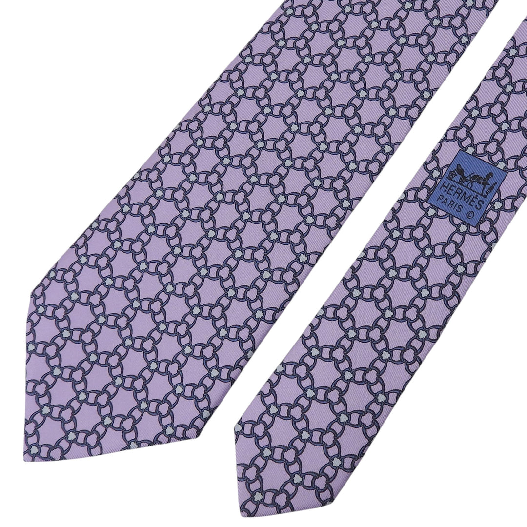 Pristine HERMES tie Overall handle Iris silk mens 5339 TA