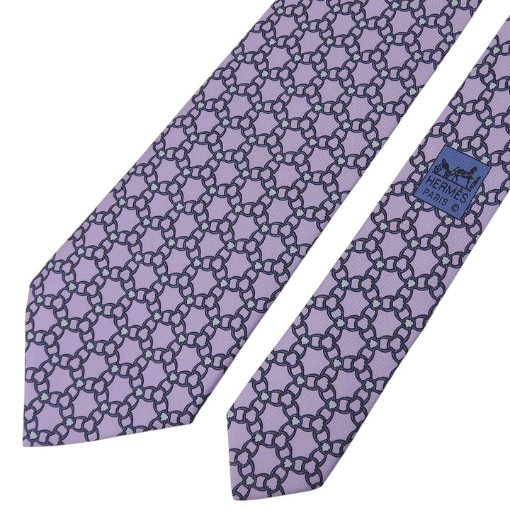 Pristine HERMES tie Overall handle Iris silk mens 5339 TA