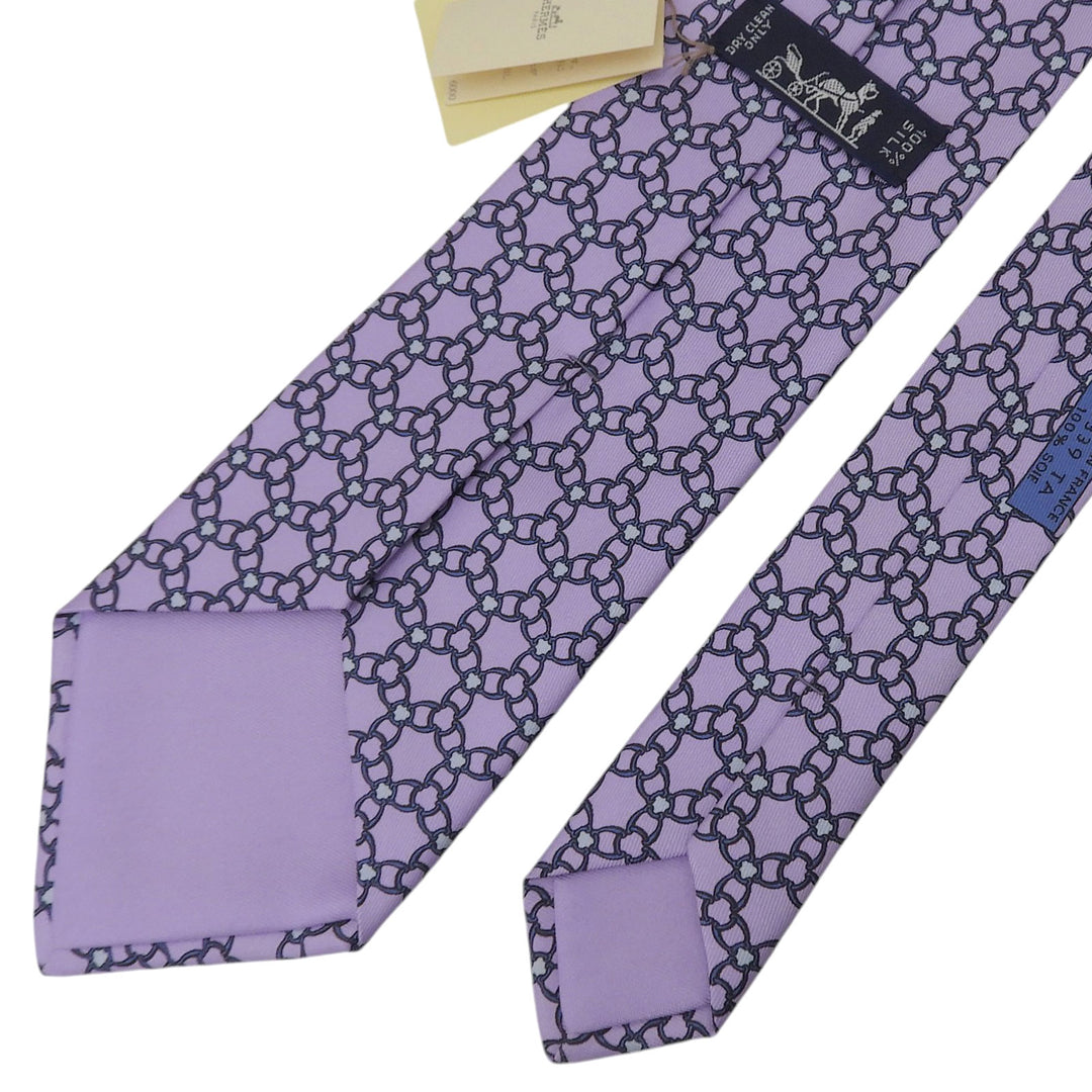 Pristine HERMES tie Overall handle Iris silk mens 5339 TA