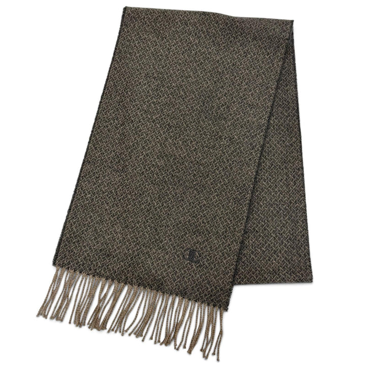 Great CHANEL Scarf COCO Mark all-over pattern Brown cashmere Women G18
