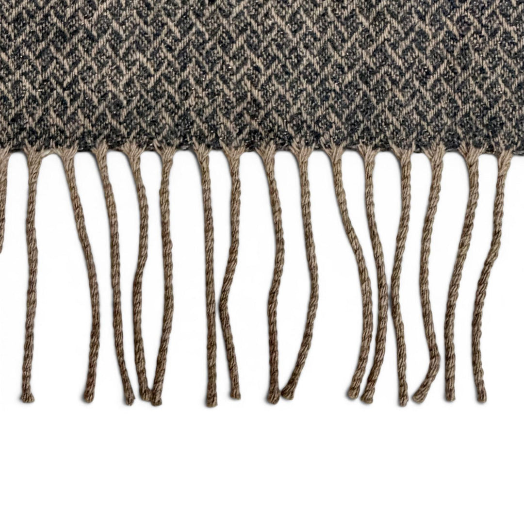 Great CHANEL Scarf COCO Mark all-over pattern Brown cashmere Women G18